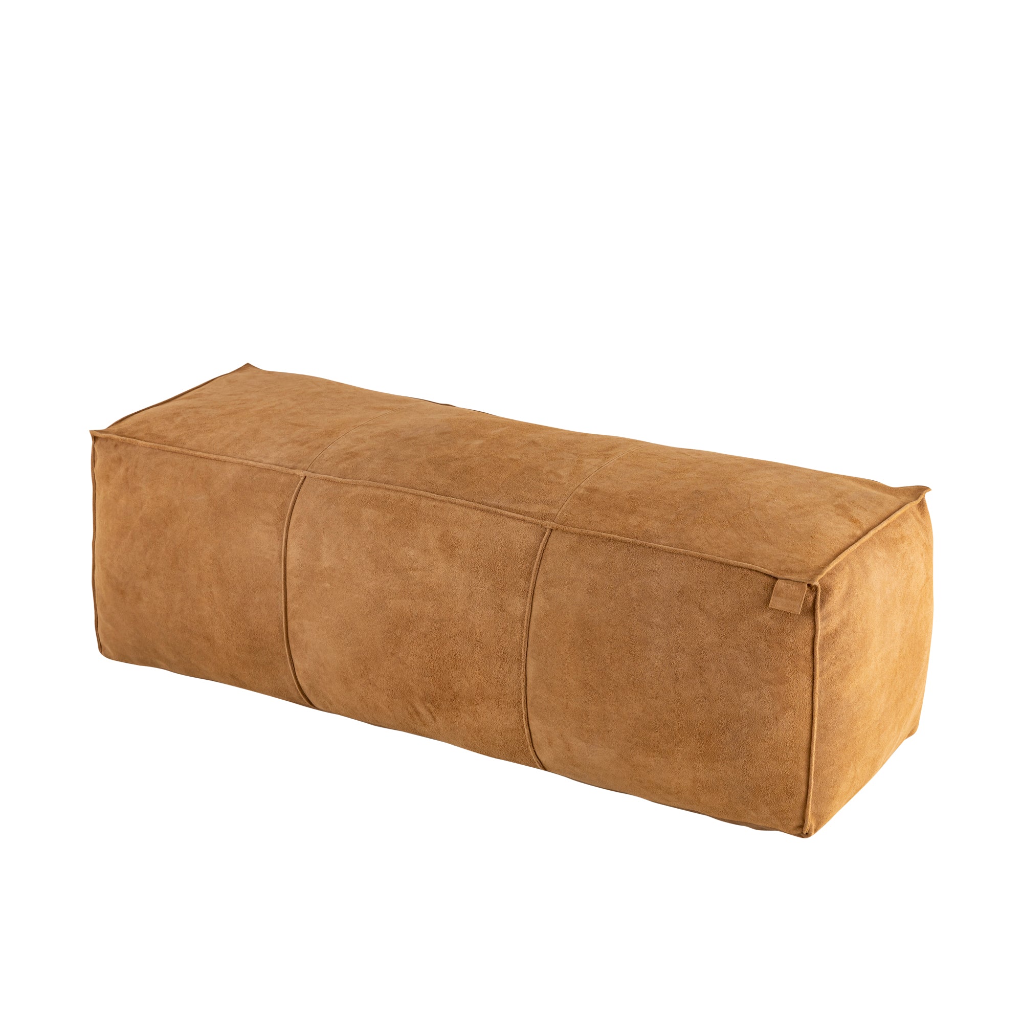 Marieke Camel suede leather pouf rectangle - Photo 2