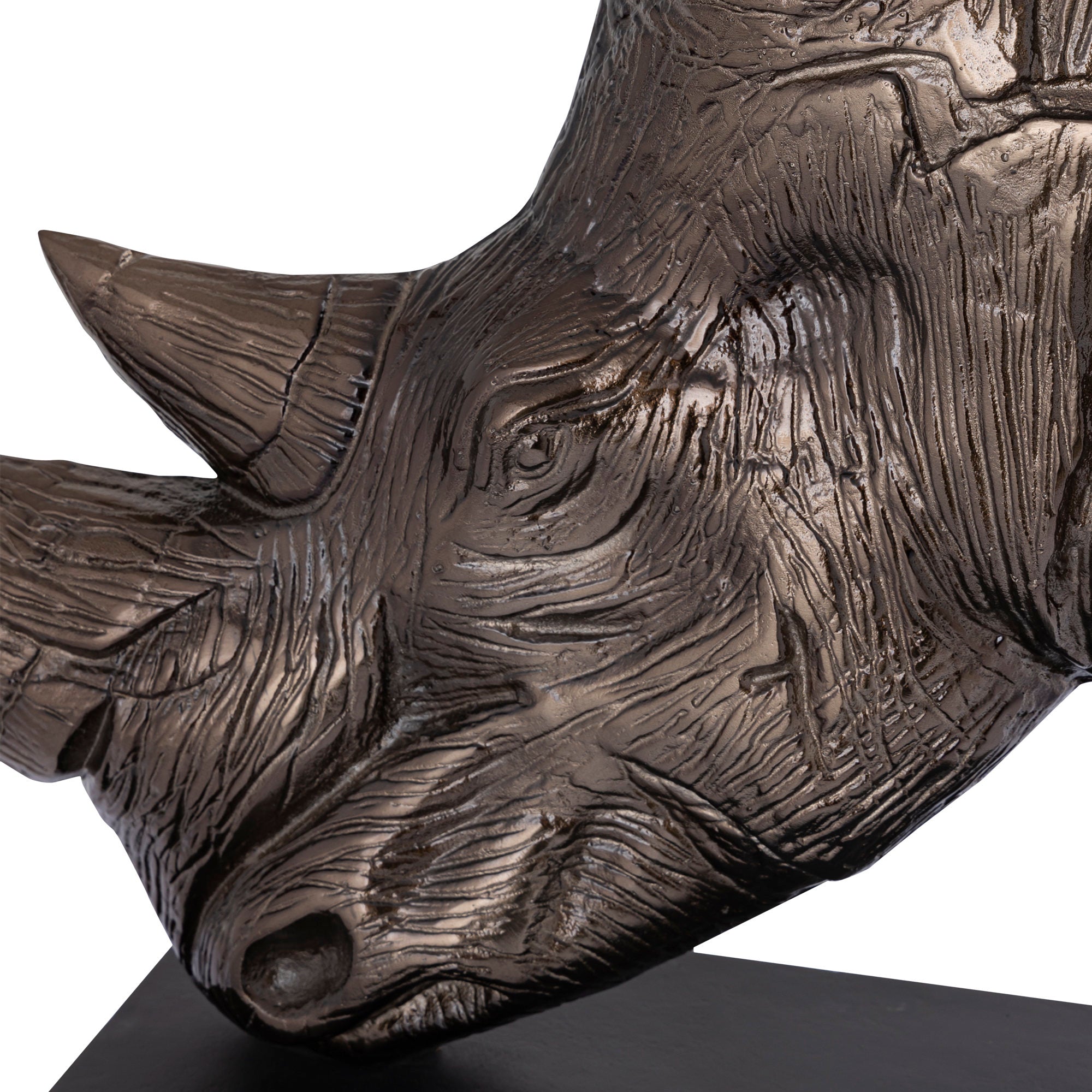 Iriss Brass casted alu rhino statue black base