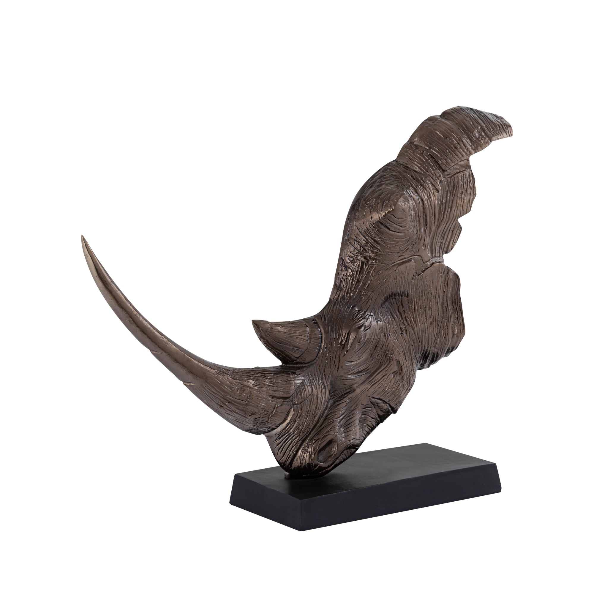 Iriss Brass casted alu rhino statue black base