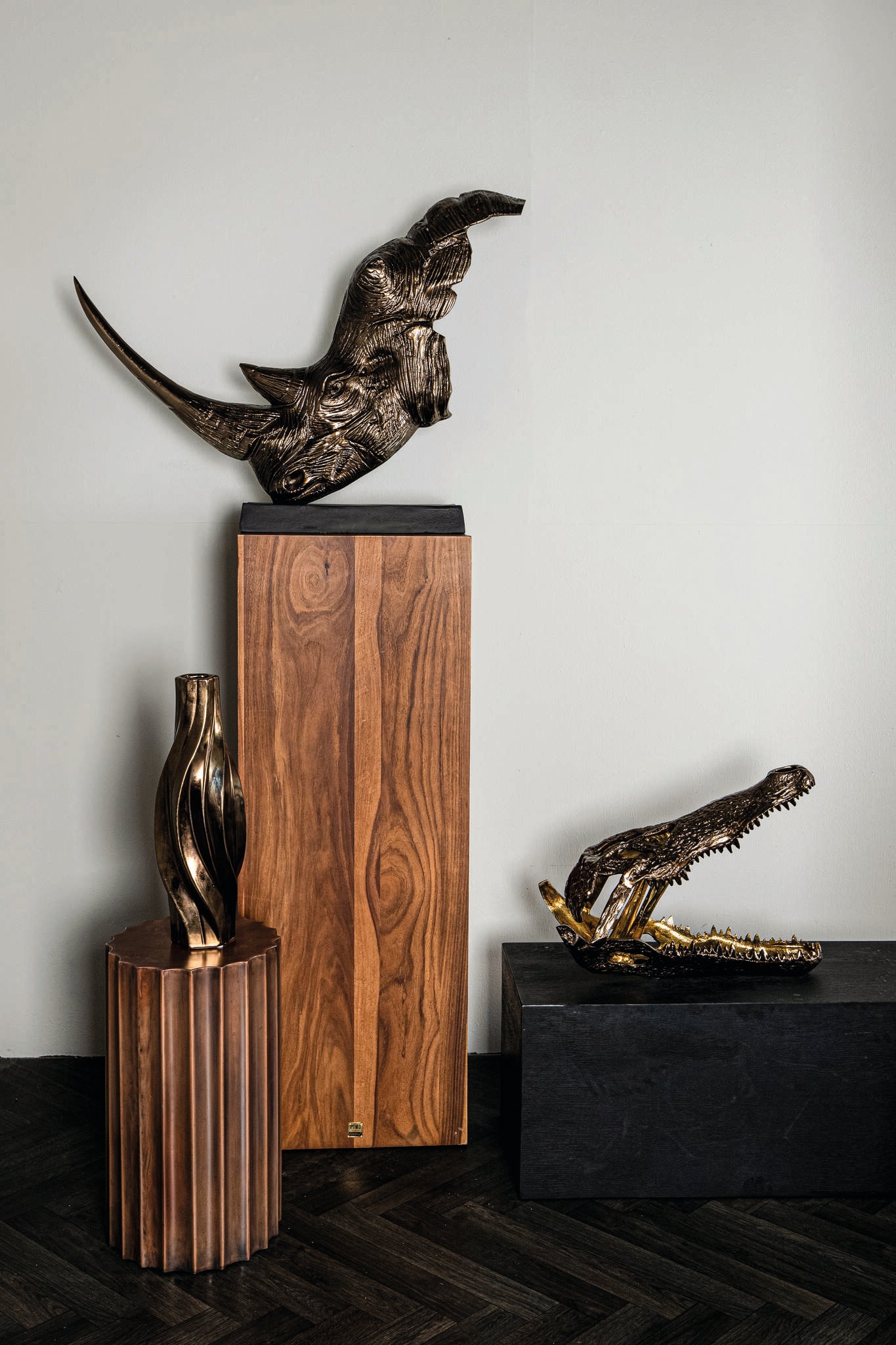 Lizee Brass casted alu crocodile head statue L