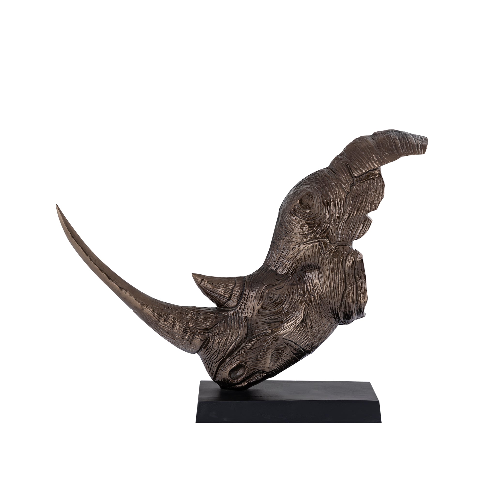 Iriss Brass casted alu rhino statue black base