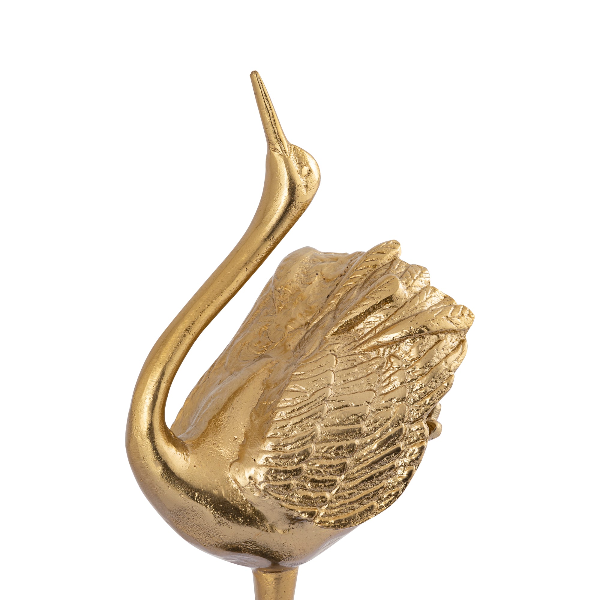 Joycee Gold casted alu swan statue closed wings