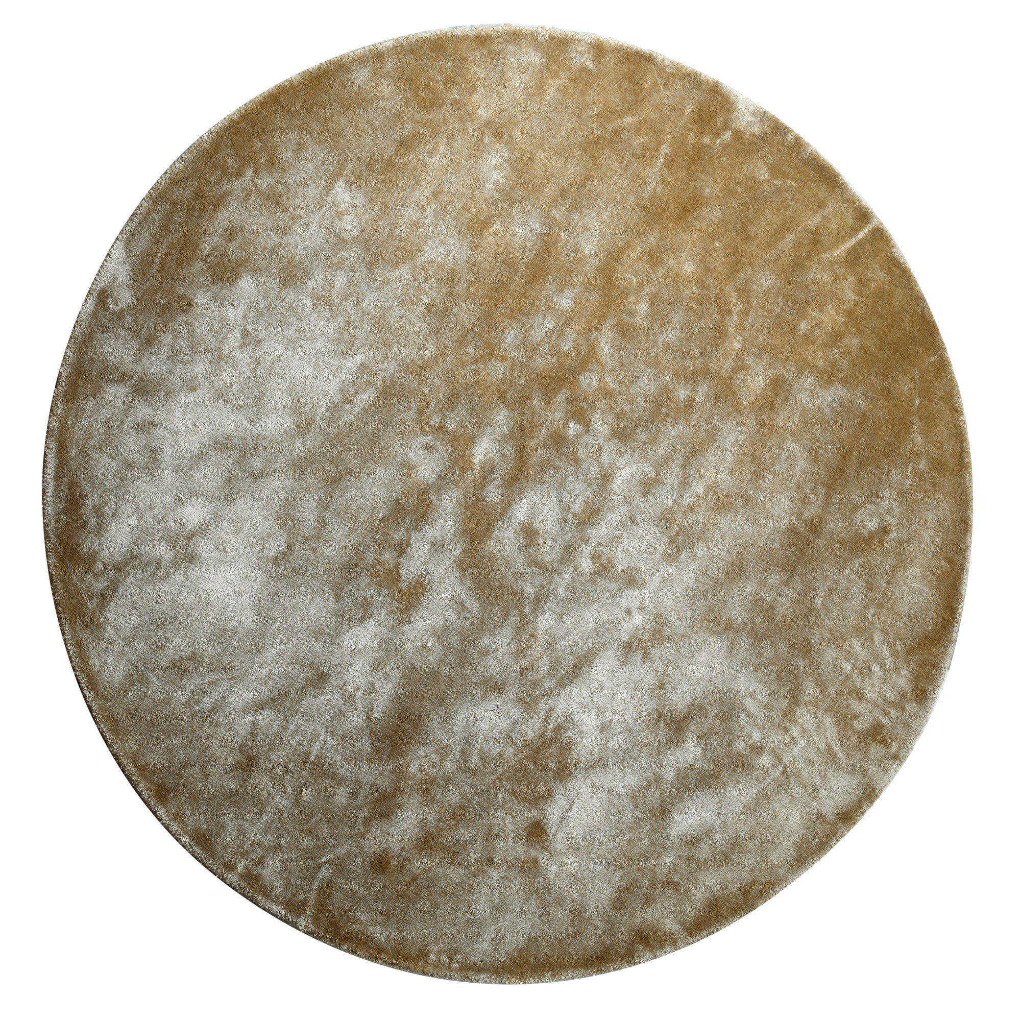 Flavia Brown viscose handwoven carpet round — vue 2 | Häus