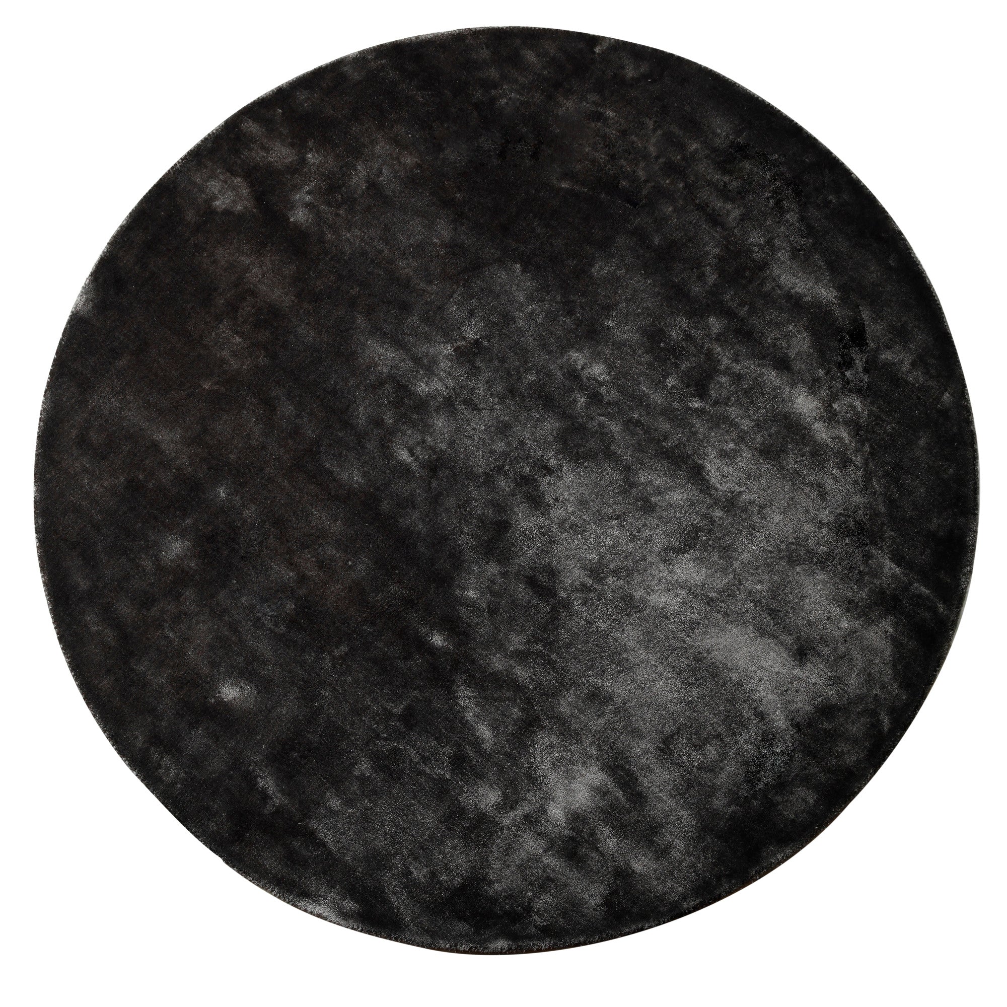 Flavia Black viscose handwoven carpet round — vue 2 | Häus