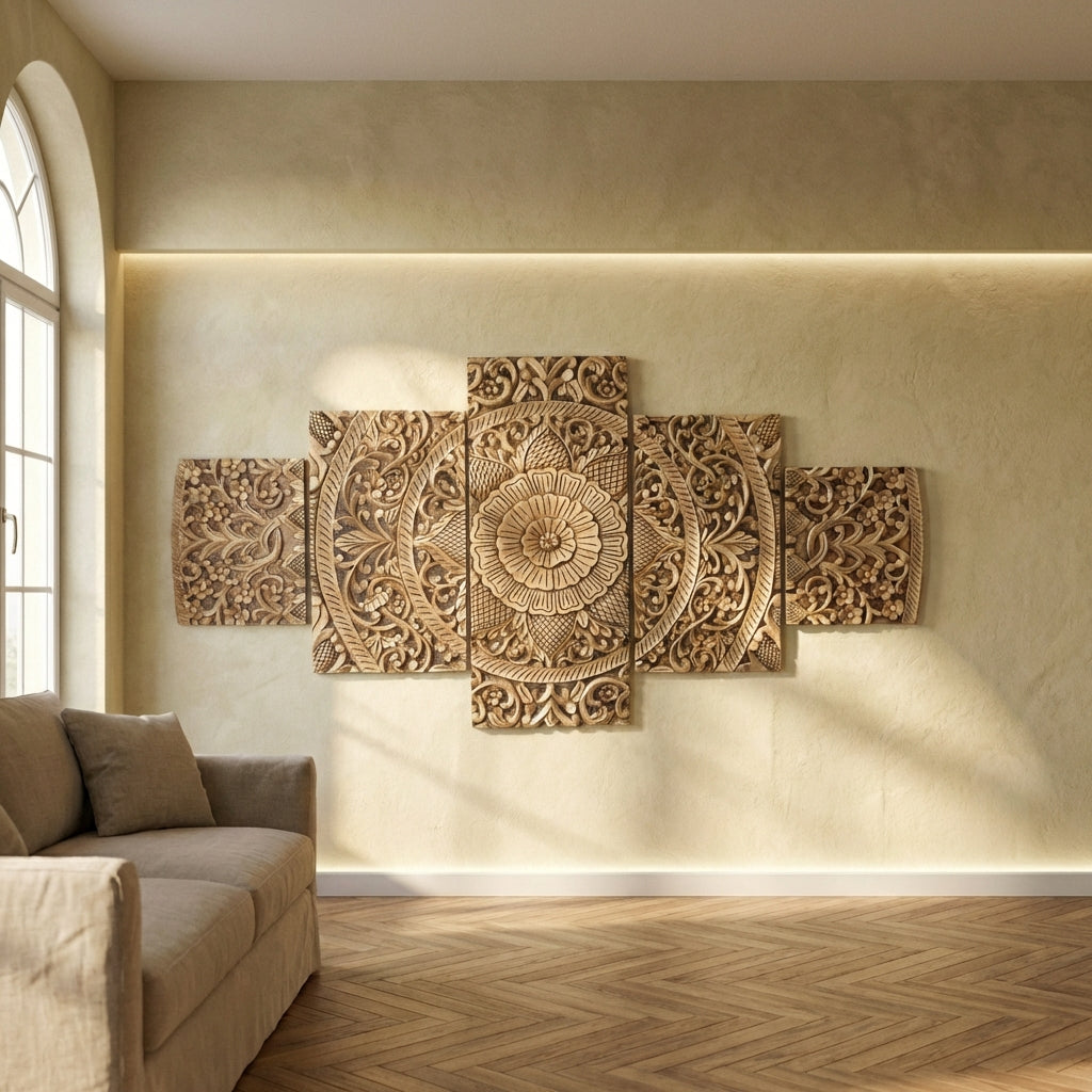 Sharlene Gold MDF antique carved wallpanel 5 pcs