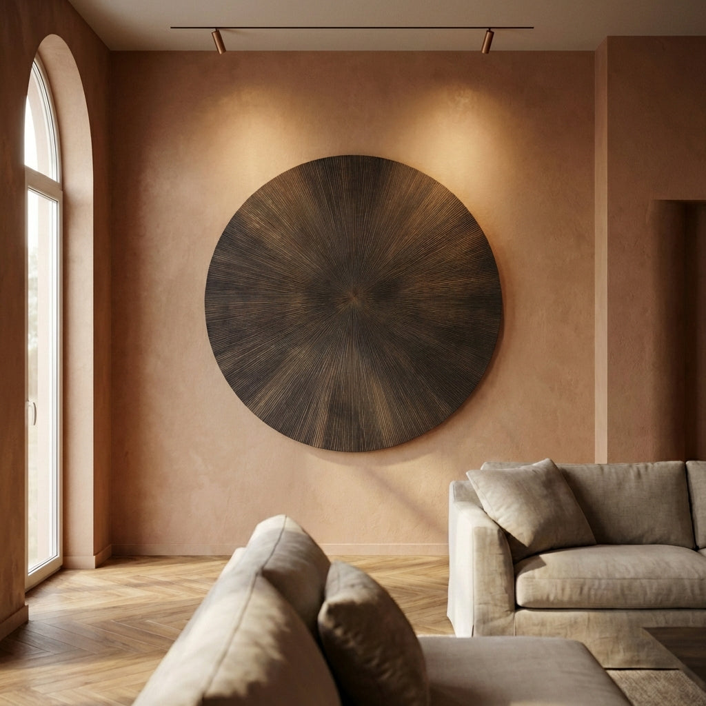 Zapp Black MDF carved wallpanel gold round