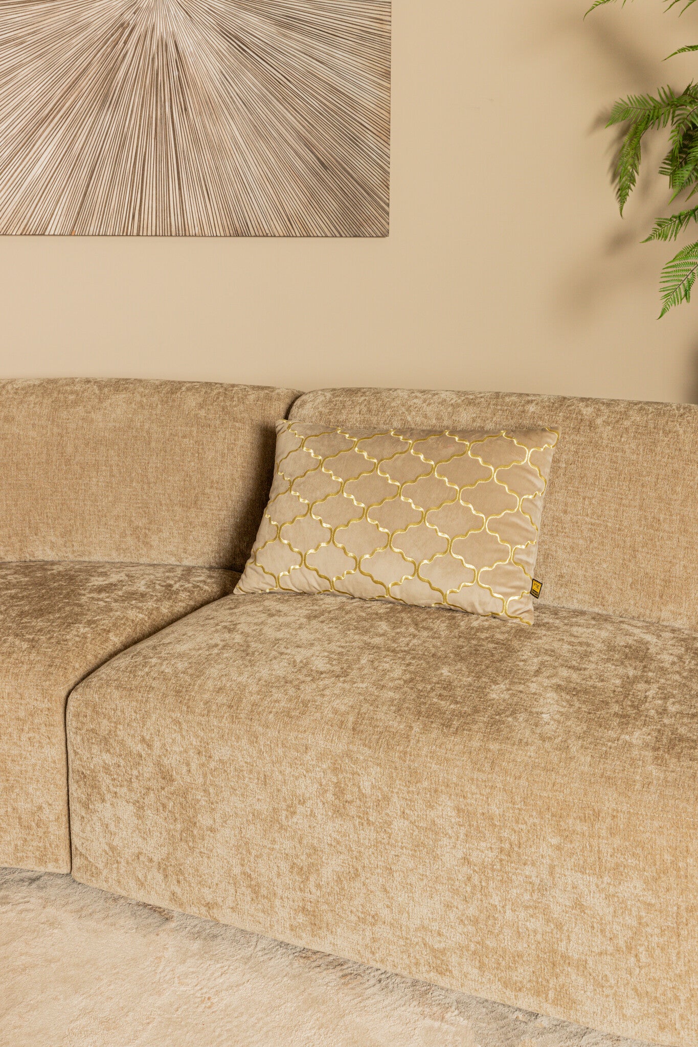 Lujo sofa cream fiore fabric right ottoman - Photo 6