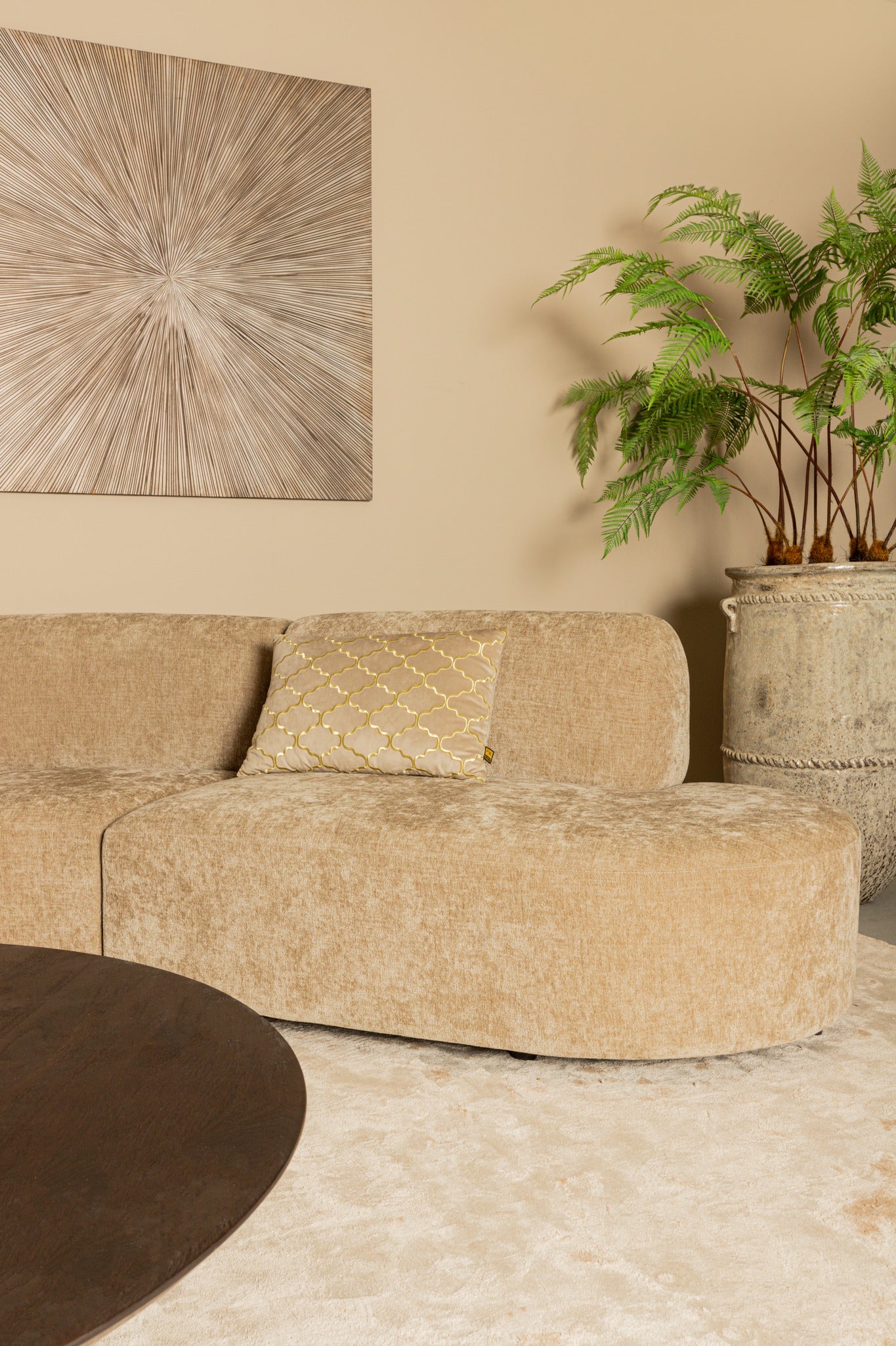 Lujo sofa cream fiore fabric right ottoman - Photo 2