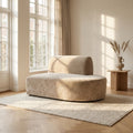 Élément Canapé Lujo — Crème Fiore Tissu Droite Pouf