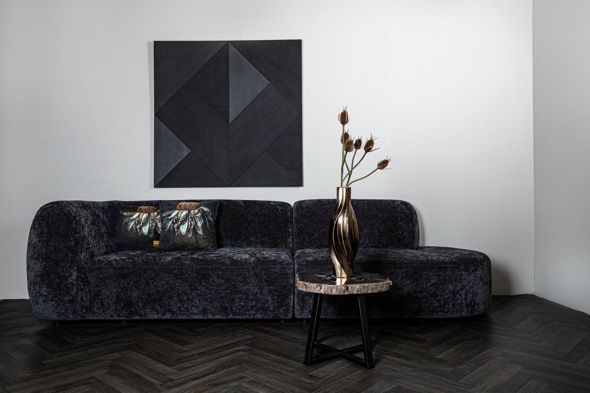 Lujo sofa anthracite fiore fabric 2 seater element - Photo 2