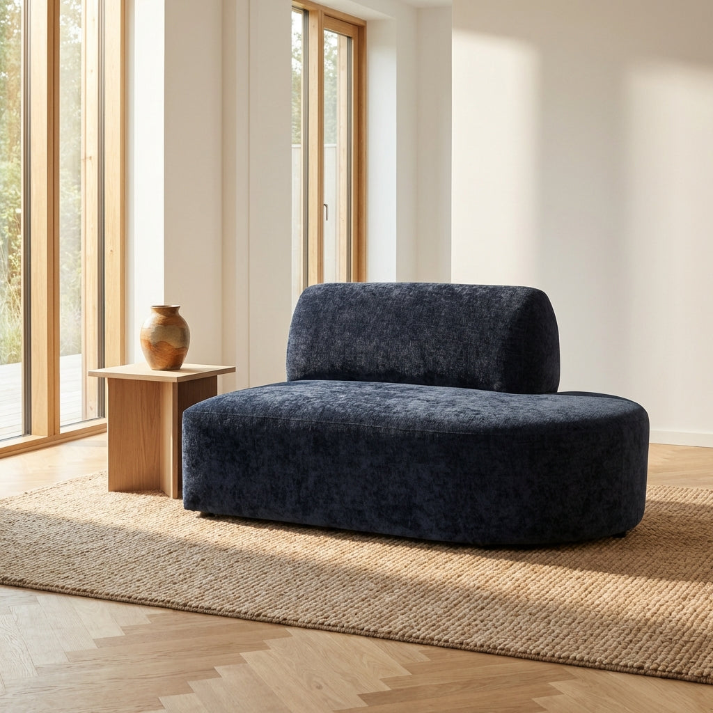 Lujo sofa anthracite fiore fabric right ottoman