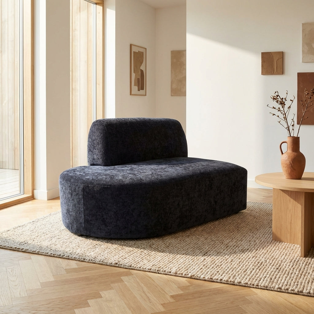 Lujo sofa anthracite fiore fabric left ottoman