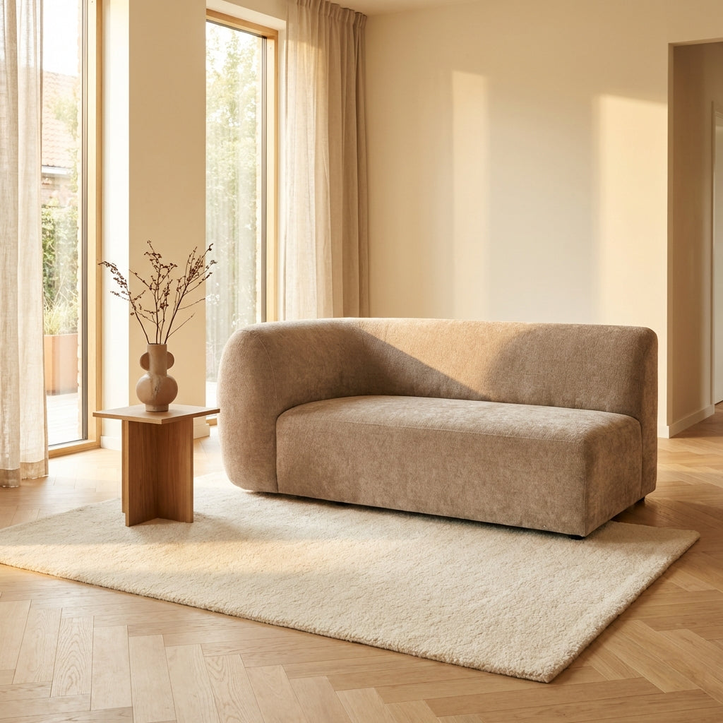 Lujo sofa white fiore fabric 2 seater arm left