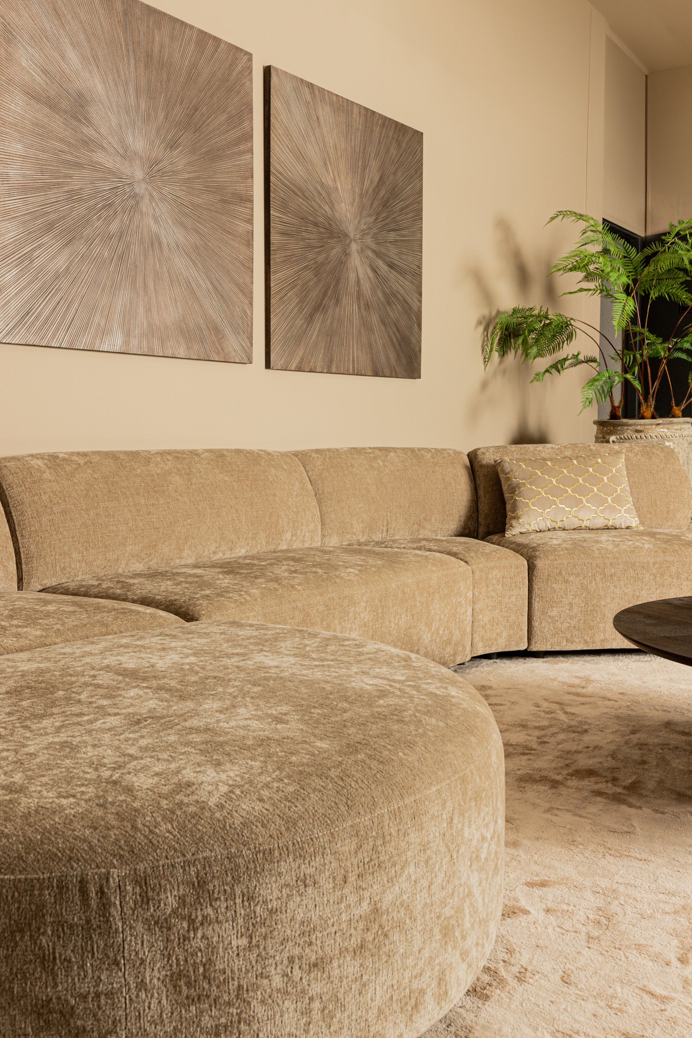 Lujo sofa cream fiore fabric longchair pouf - Photo 6