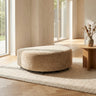 Lujo sofa cream fiore fabric longchair pouf