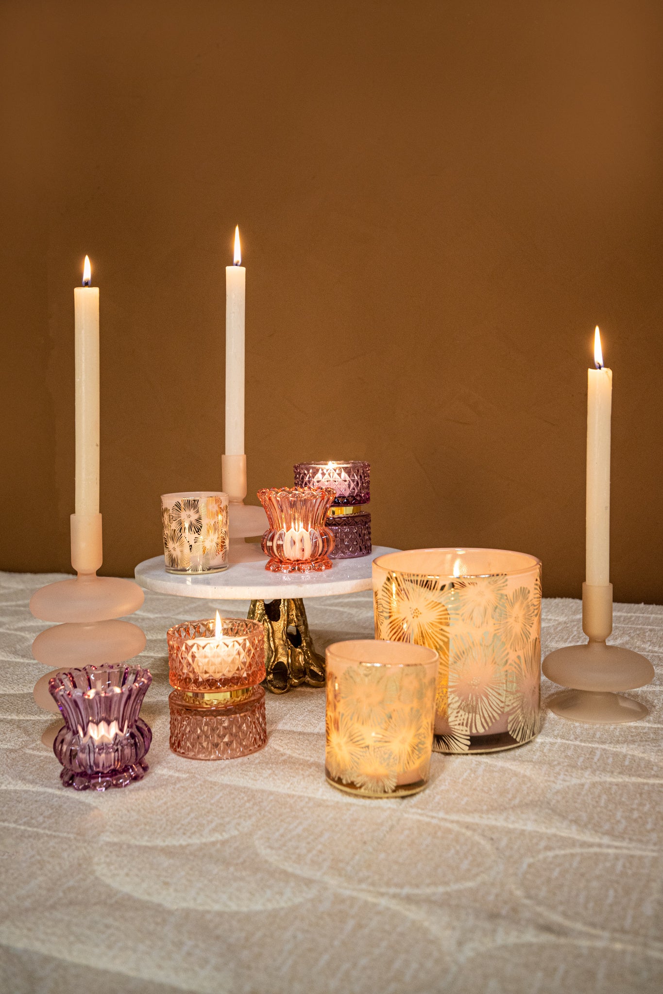 Asiya Photophores en verre - Rose