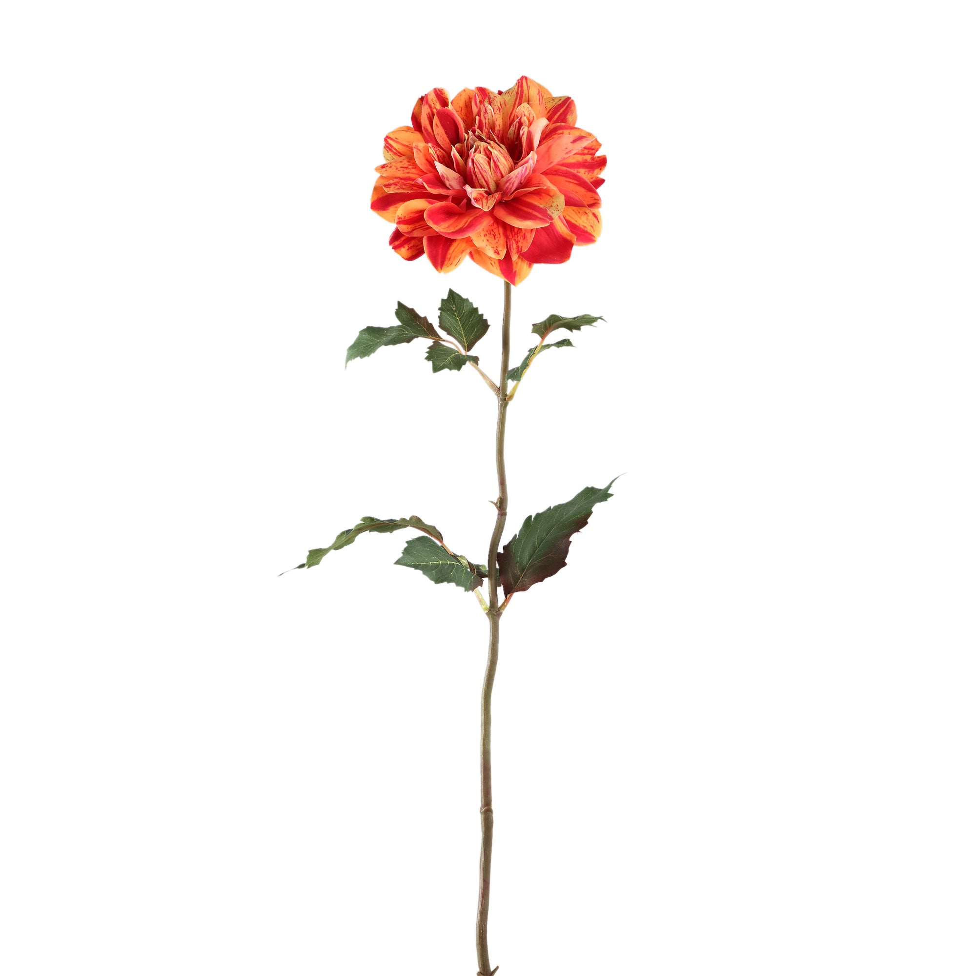 Dahlia Flower red/yellow dahlia spray with leaves Jaune — Fleur artificielle — Fleur artificielle design premium | Häus