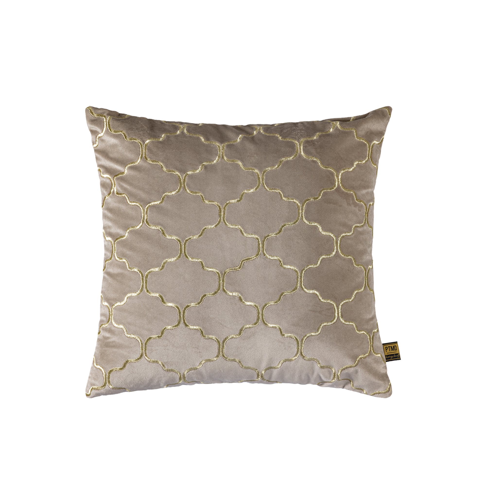 Lizze Beige velvet cushion embroidery pattern squa Beige — Housse de coussin — vue 2 | Häus
