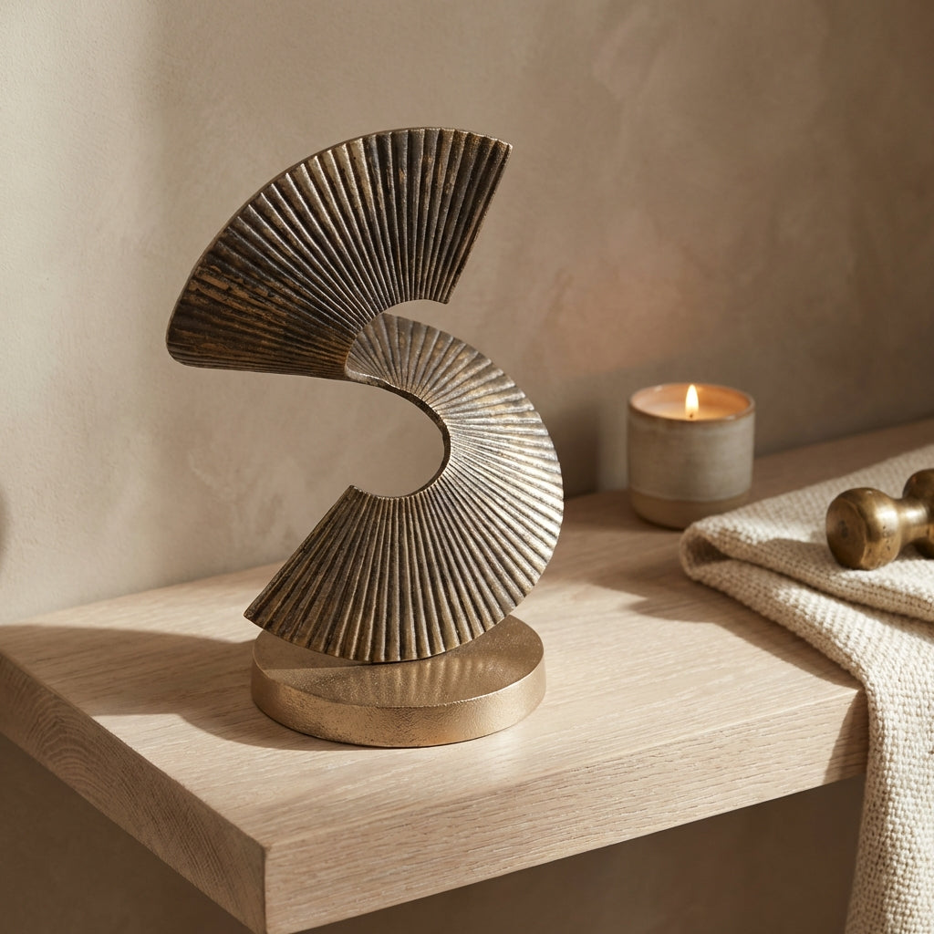 Manoa Gold alu spiral shaped statue ribbed
