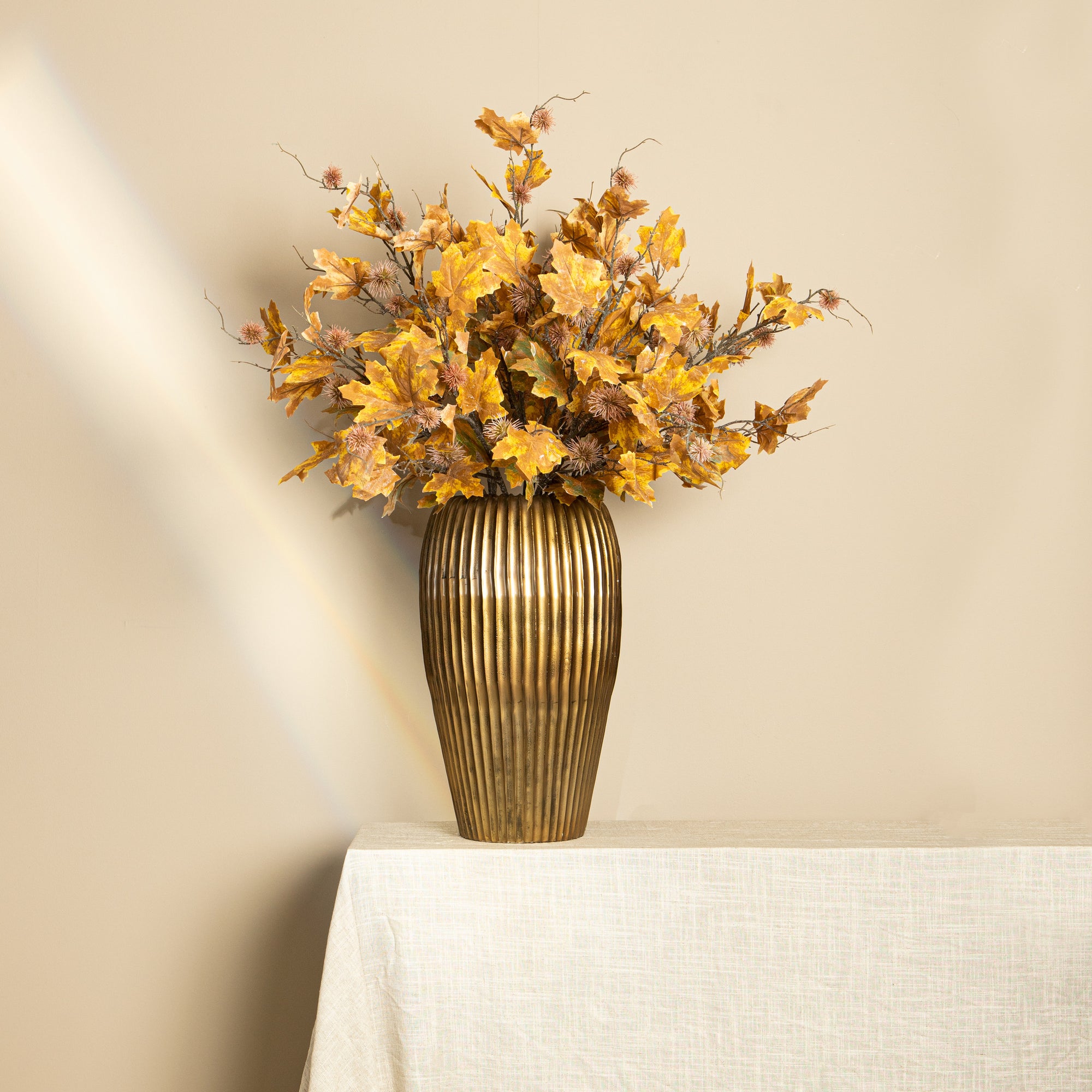Twig plant yellow green maple spray with chestnut Jaune — Branche artificielle — vue 2 | Häus