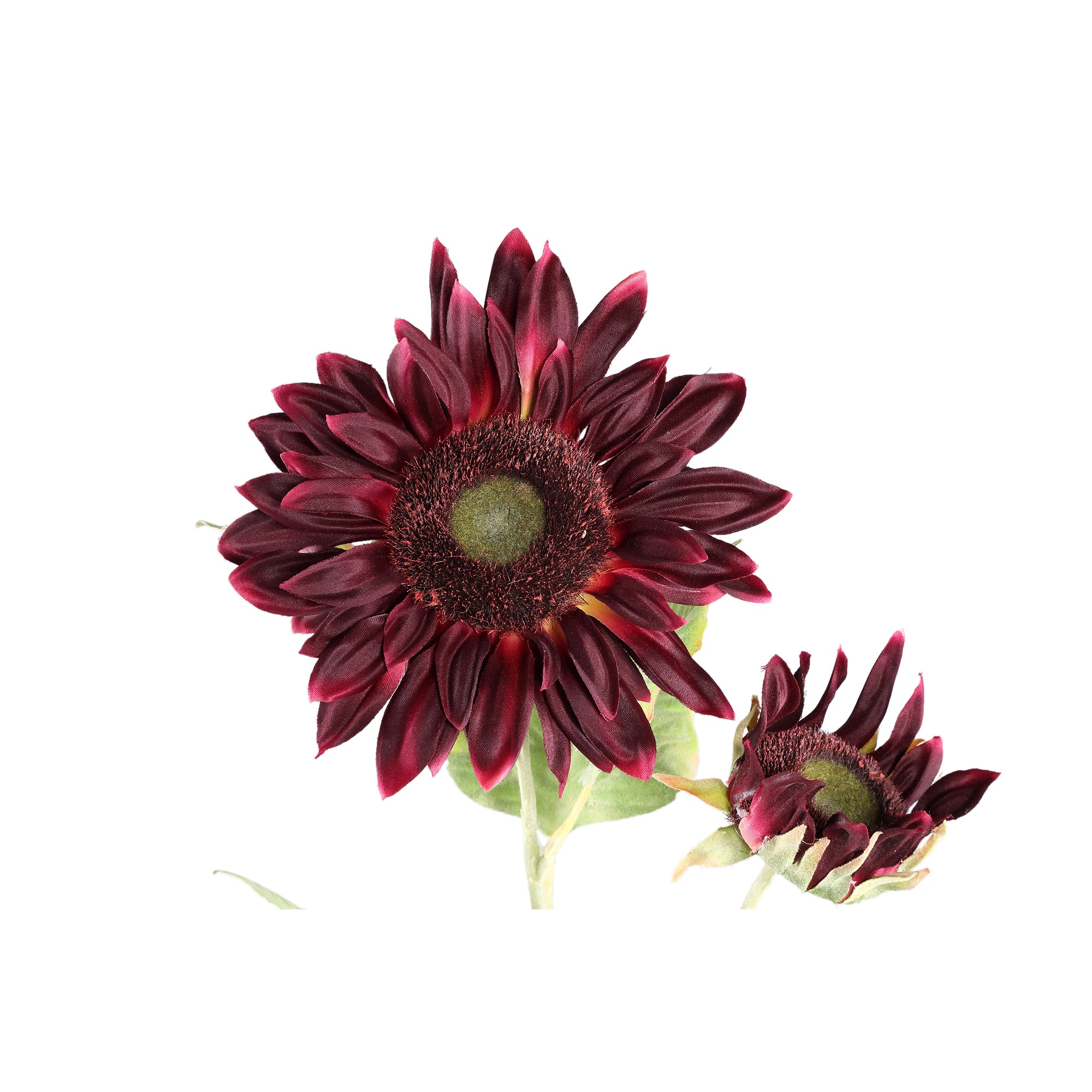 Garden flower burgundy sunflower stem with leaves Bordeaux — Fleur artificielle — vue 2 | Häus