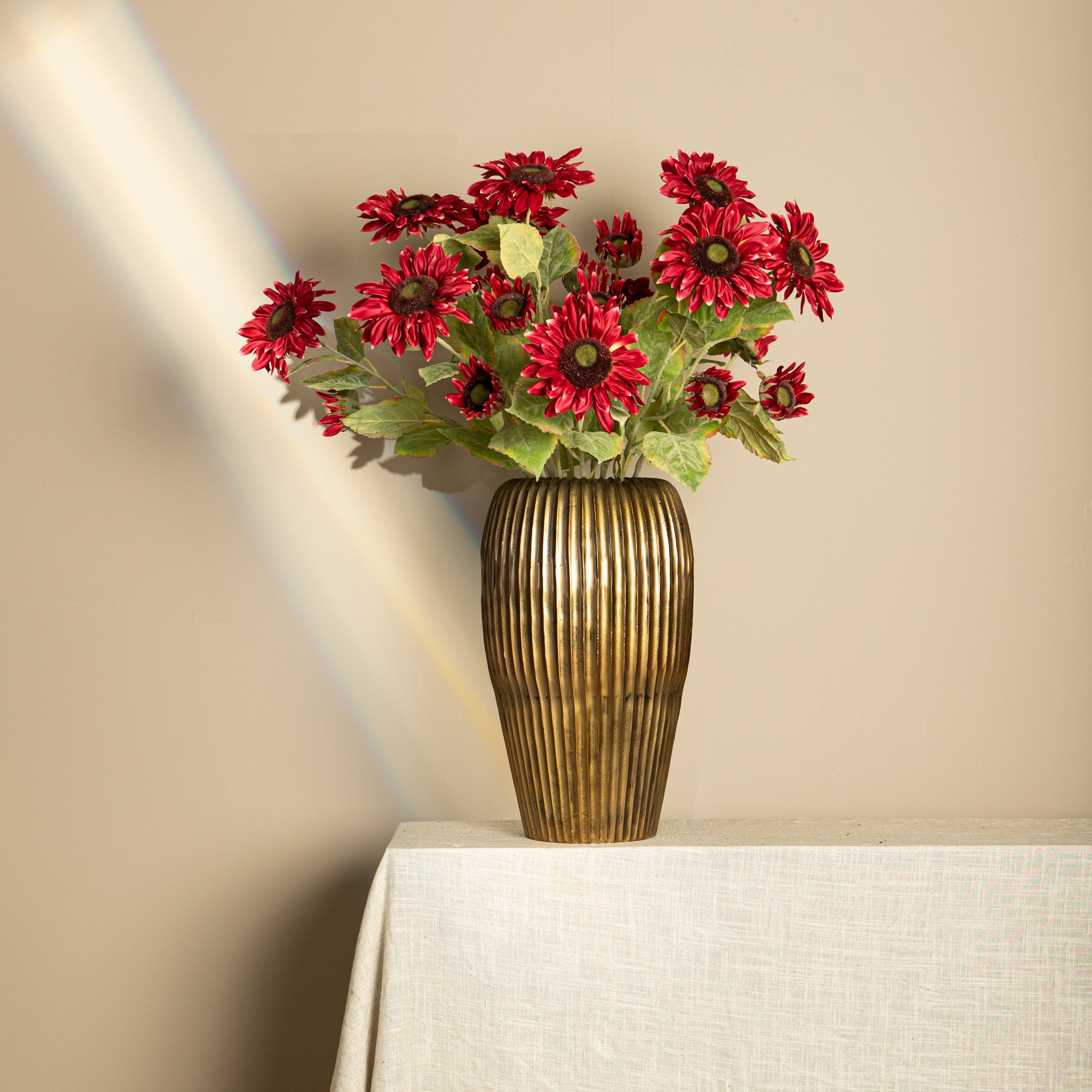 Garden flower red sunflower stem with leaves Rouge — Fleur artificielle — vue 2 | Häus