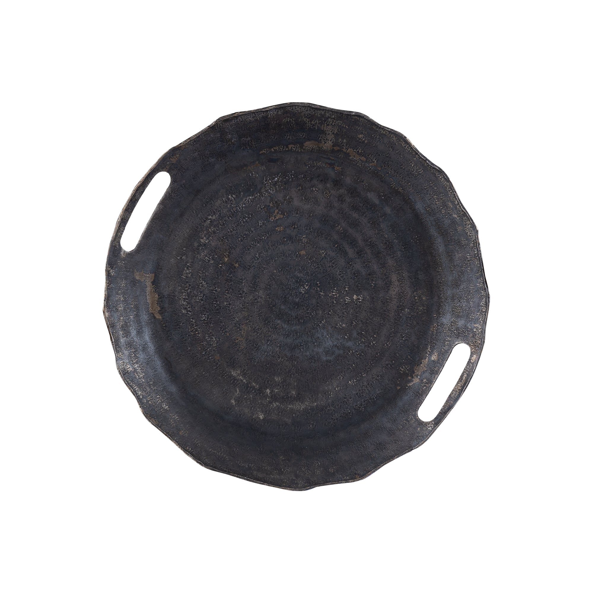Semin Silver alu round rustic tray wavy edge S
