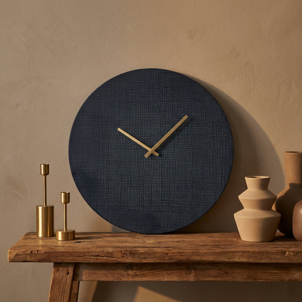 Emmett Black iron round clock square texture S