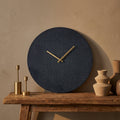 Horloge Emmett — Noir Fer Rond Carré Texturé S