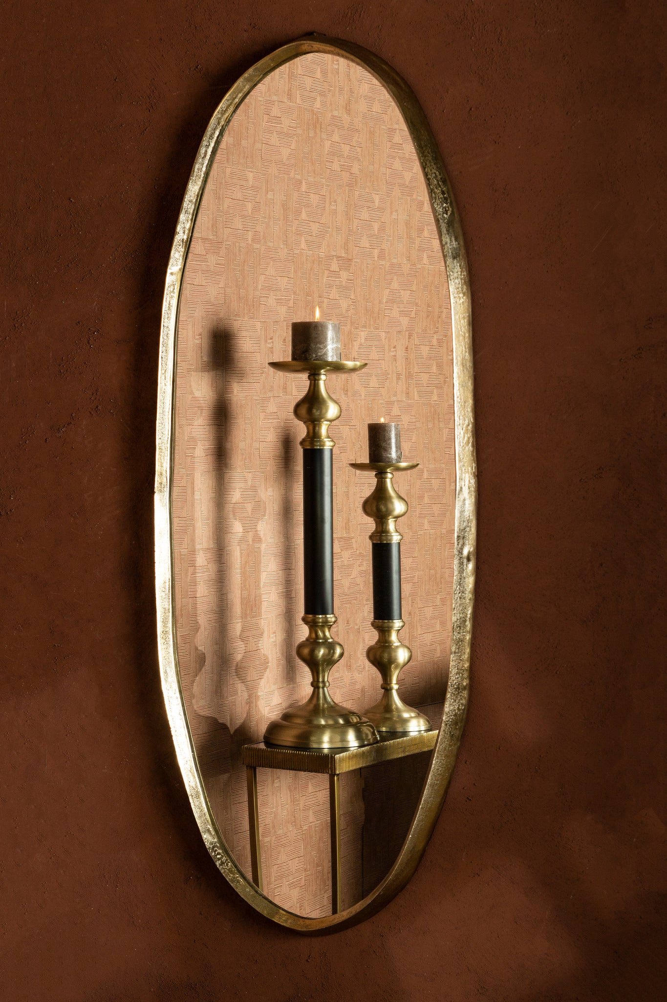 Limera Brass alu oval mirror irregular border M