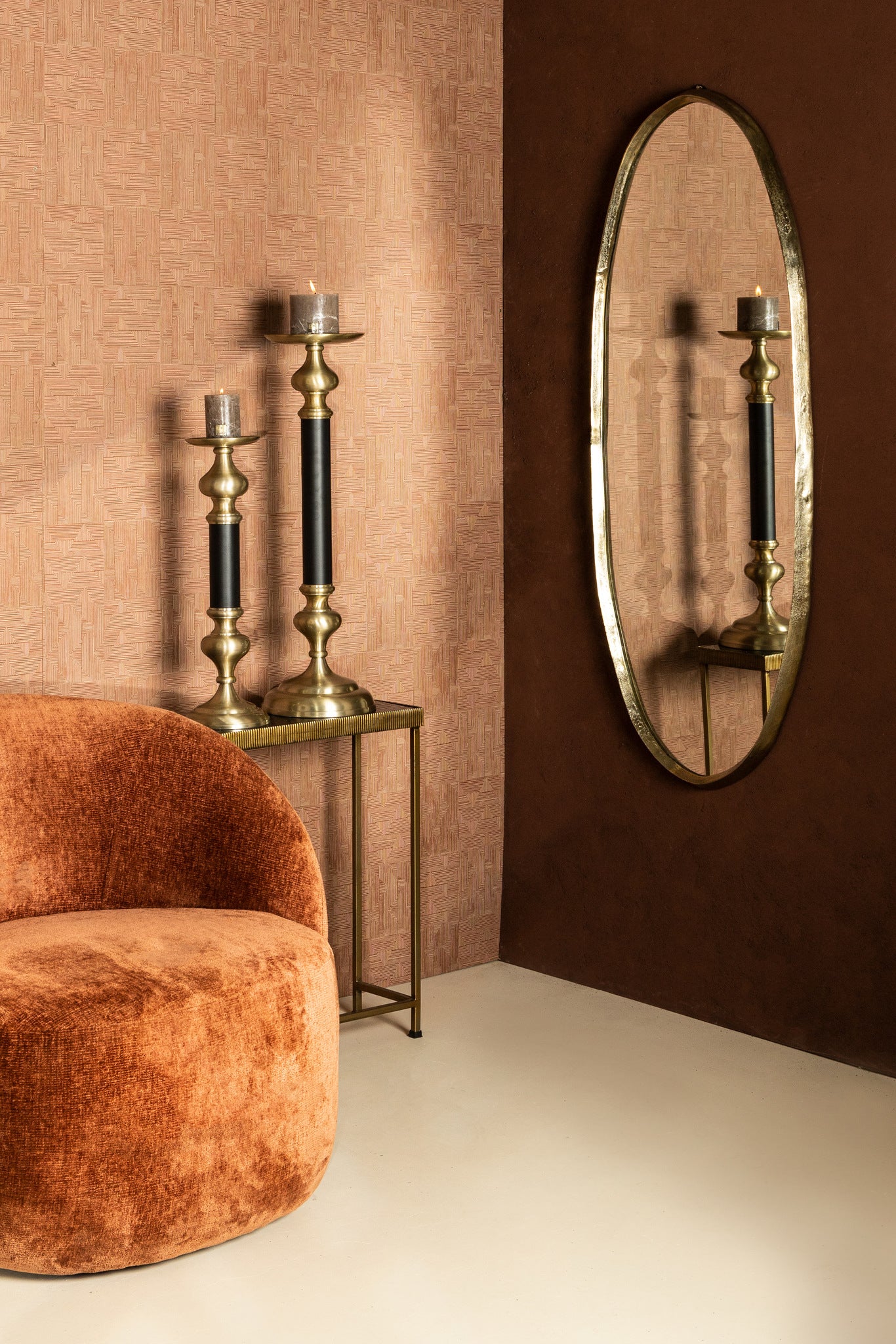 Limera Brass alu oval mirror irregular border M