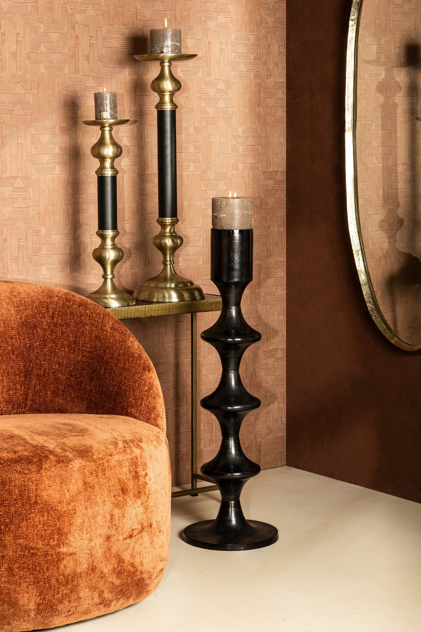 Limera Brass alu oval mirror irregular border M