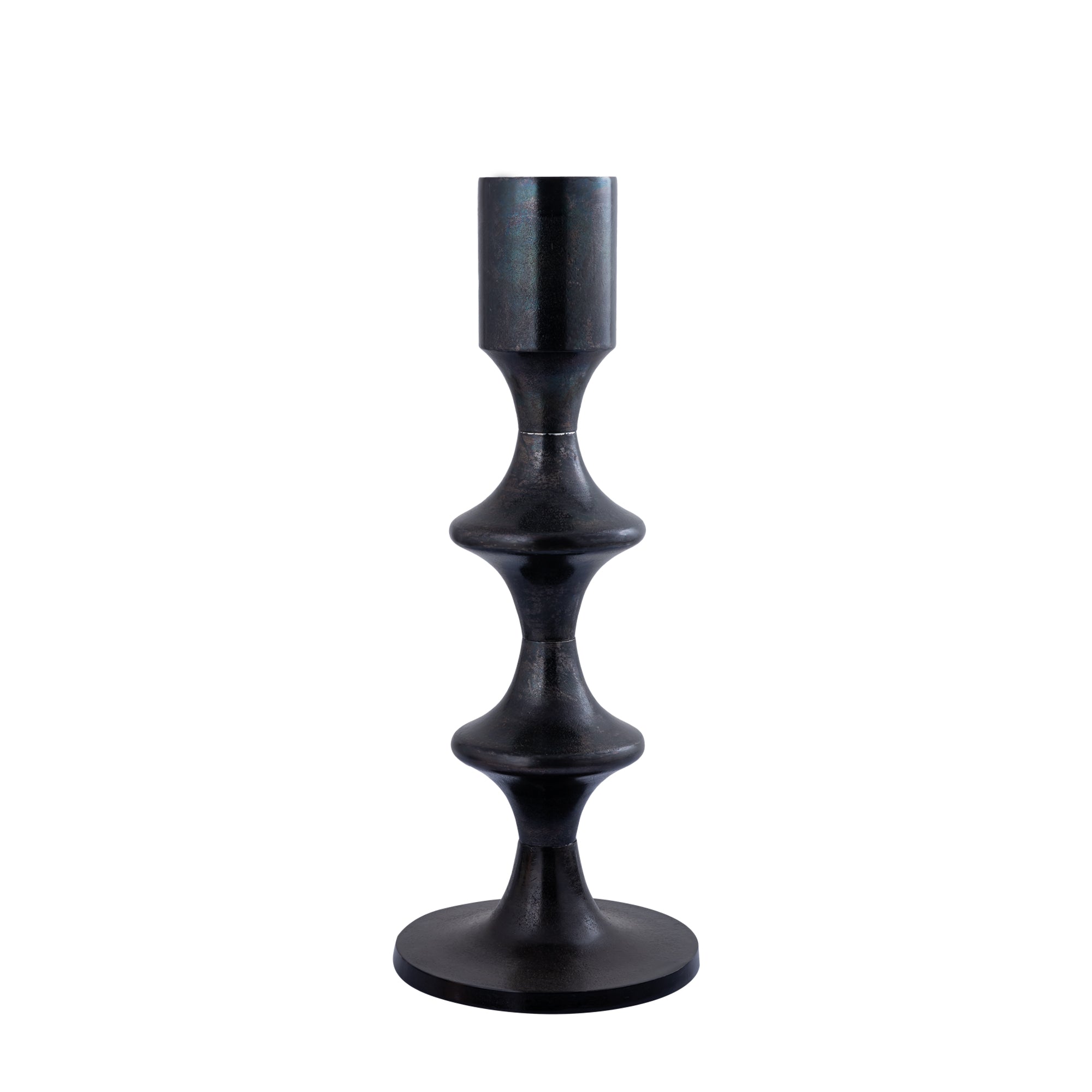 Taika Chandeliers en métal — Alu Round Candle Holder Tabs Low - Noir