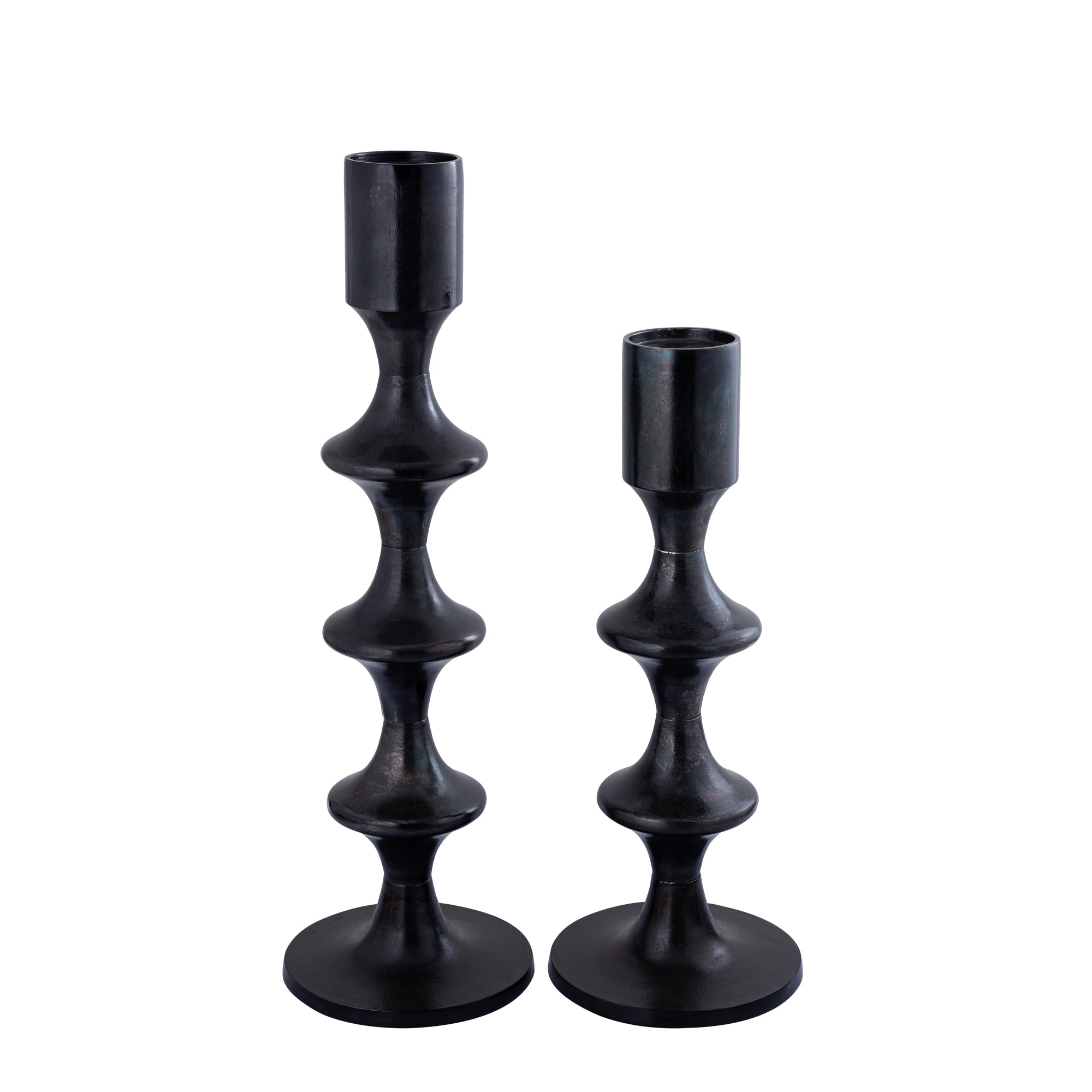 Taika Chandeliers en métal — Alu Round Candle Holder Tabs Low - Noir