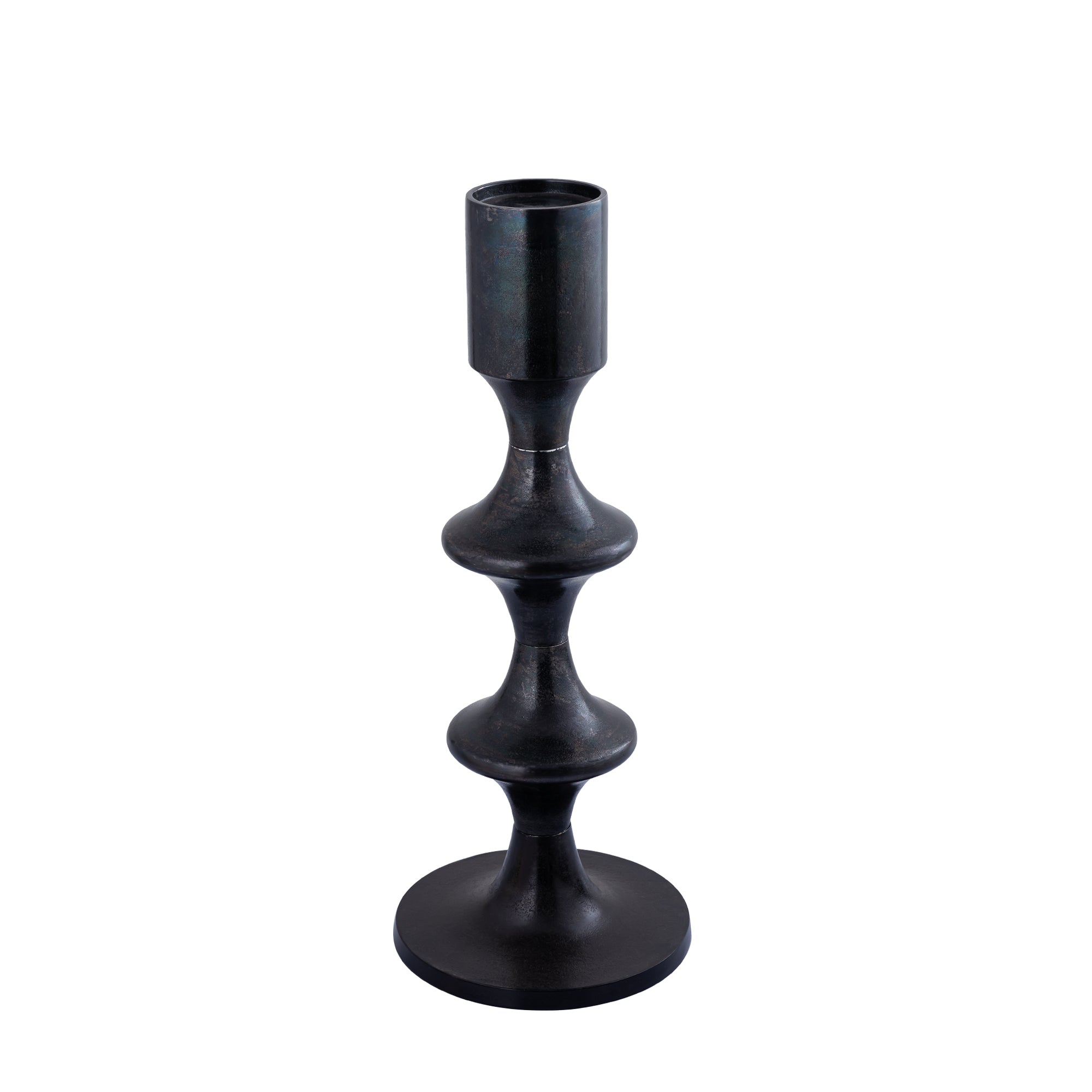Taika Chandeliers en métal — Alu Round Candle Holder Tabs Low - Noir