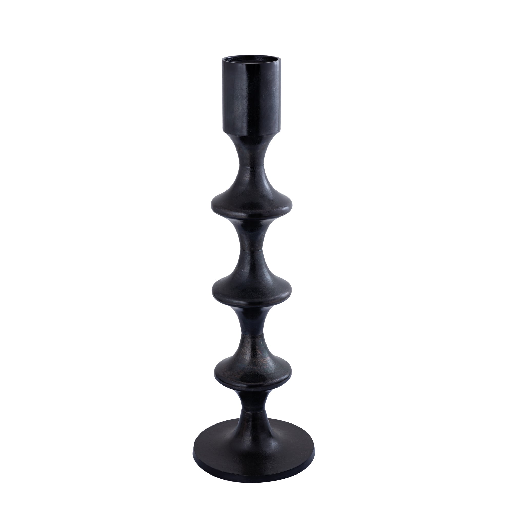Taika Chandeliers en métal — Alu Round Candle Holder Tabs High - Noir