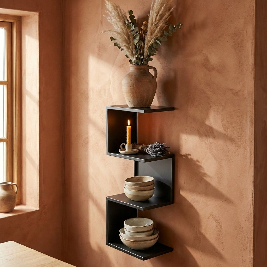 Duane Black steel wall rack squared corners