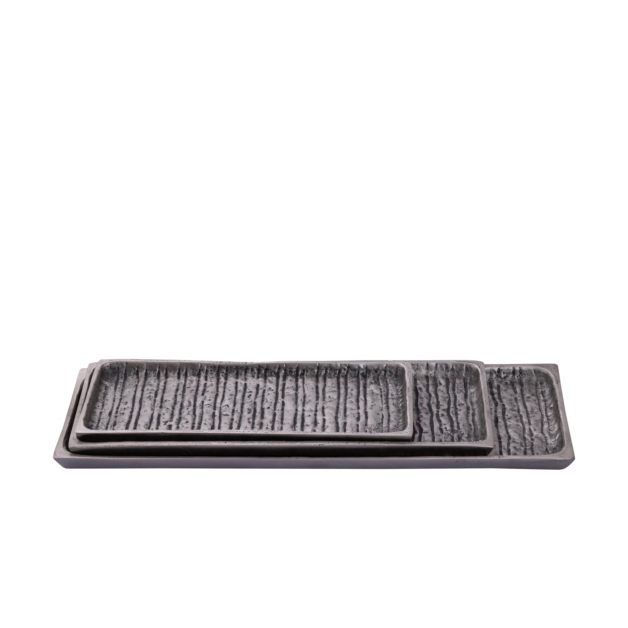 Grail Silver alu plate with stripes rectangle S
