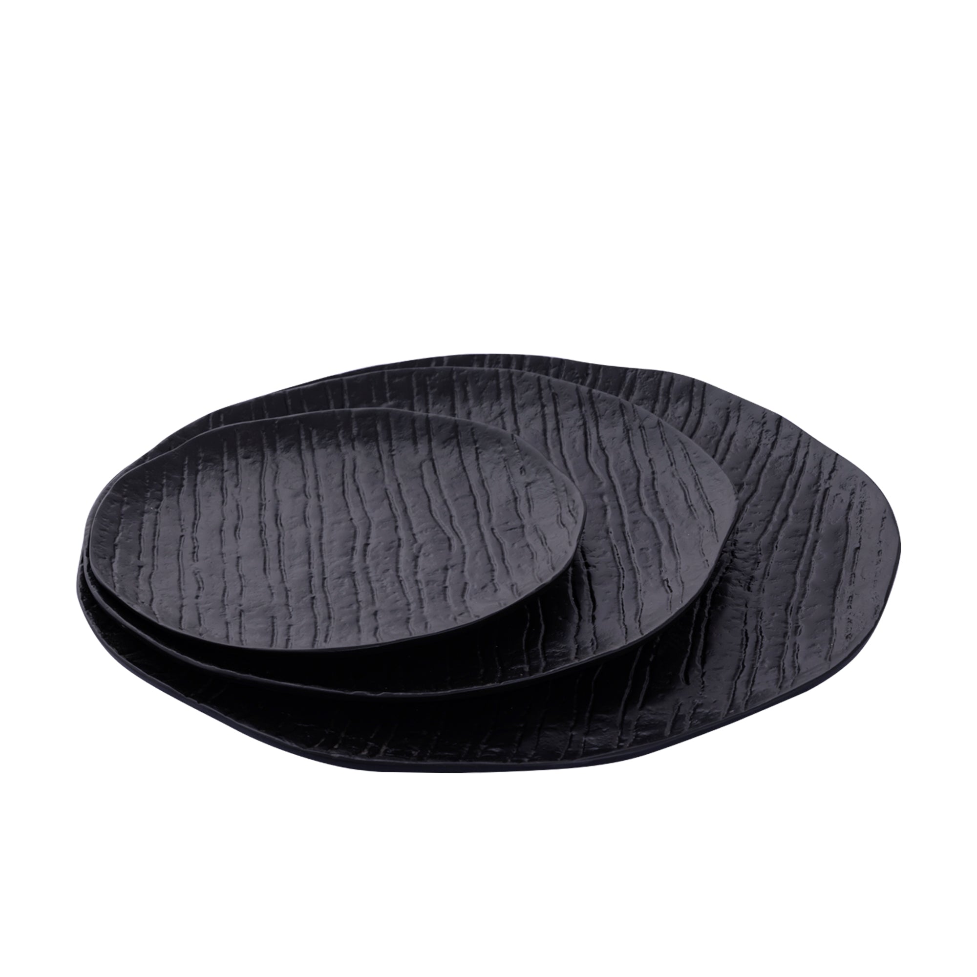 Grail Black alu plate with stripes round S