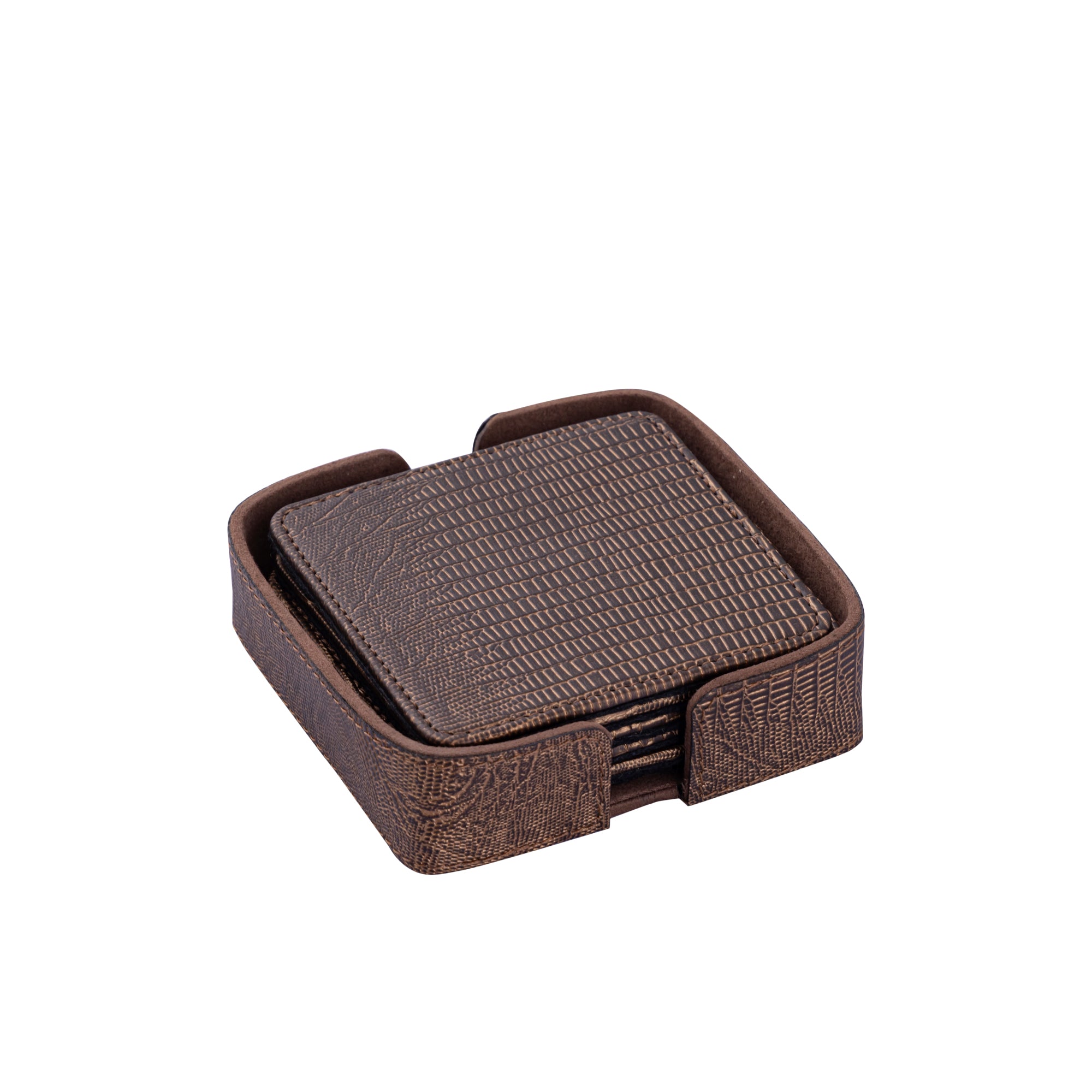 Rafal Bronze vegan leather coaster square 6 PCS