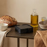 Rafal Black vegan leather coaster square 6 PCS