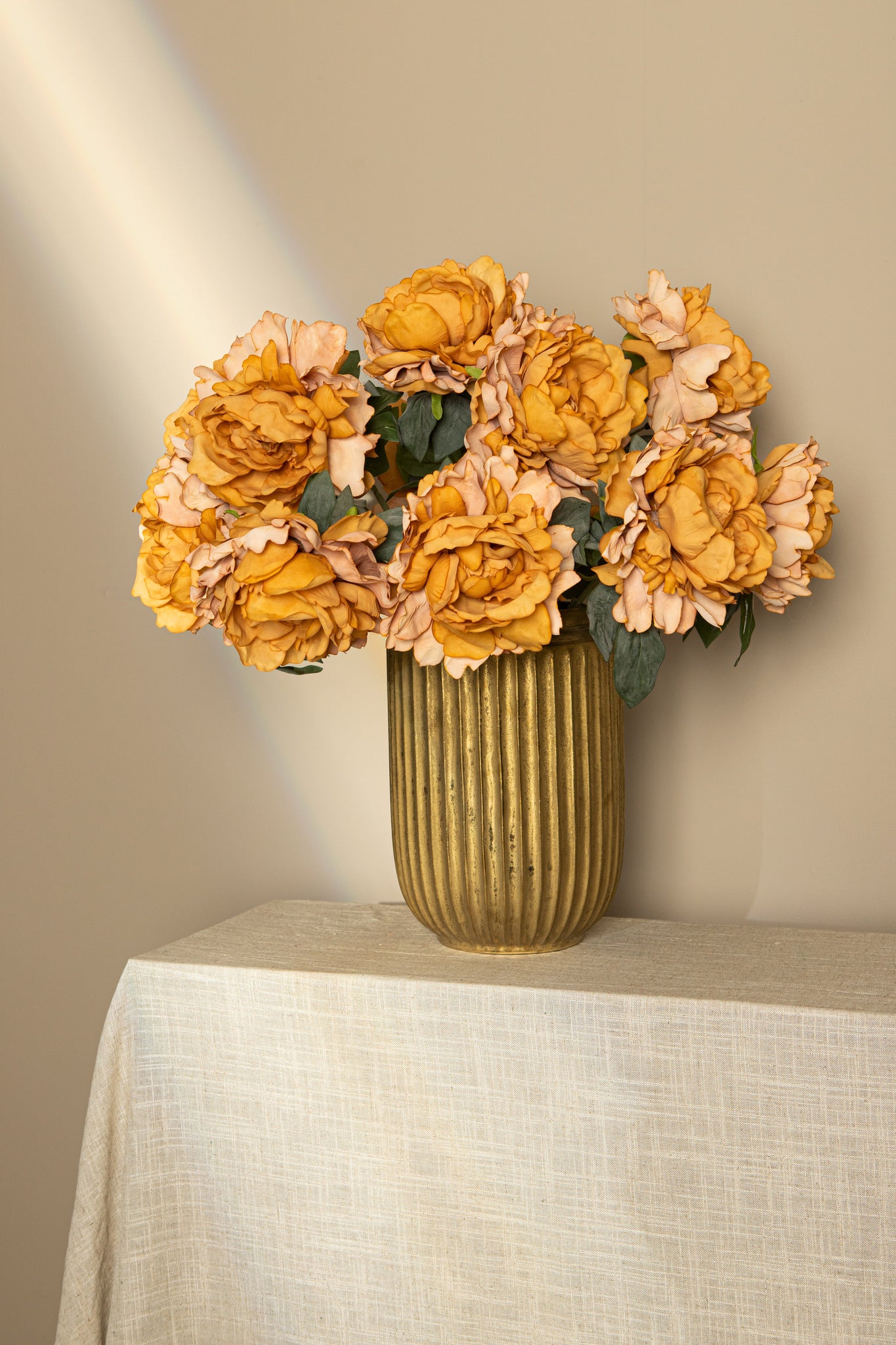 Peony Flower orange with flocked leaves Orange — Fleur artificielle — vue 2 | Häus