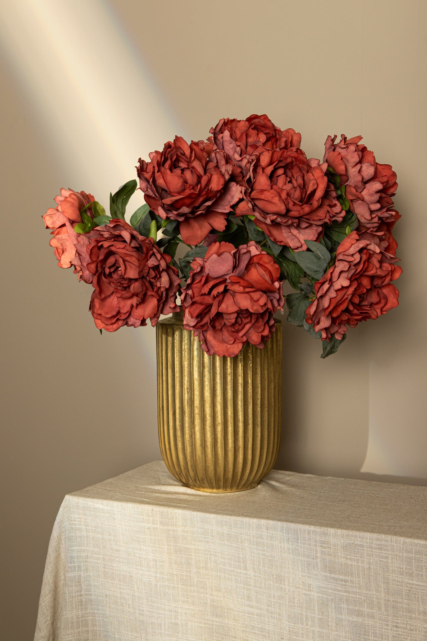 Peony Flower red with flocked leaves Rouge — Fleur artificielle — vue 3 | Häus