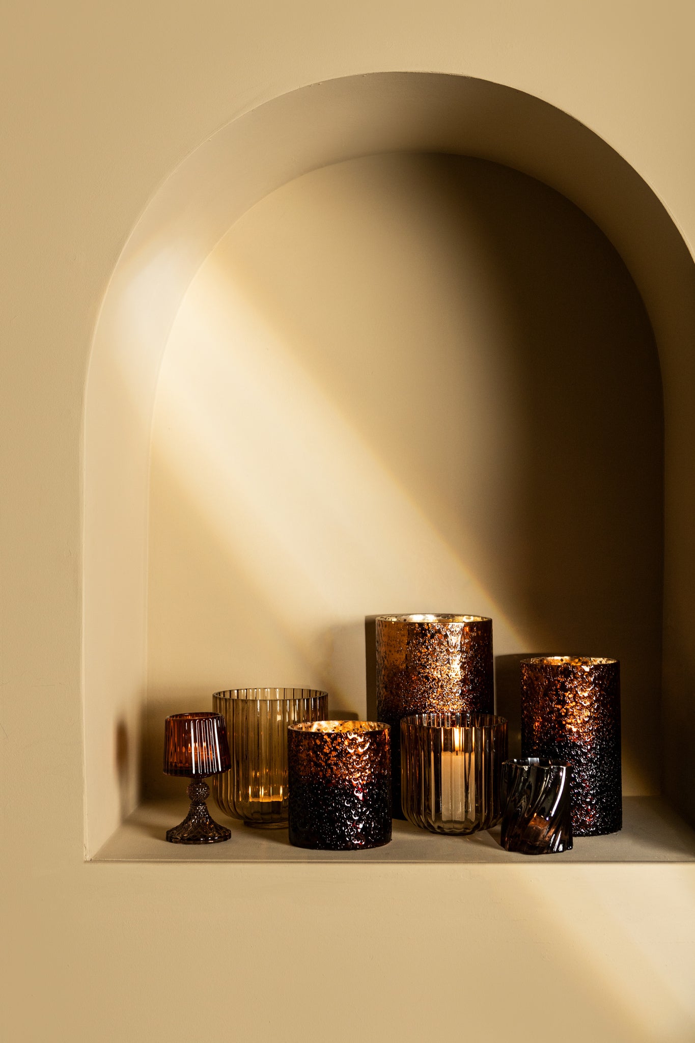 Saida Bougeoirs en verre - Marron