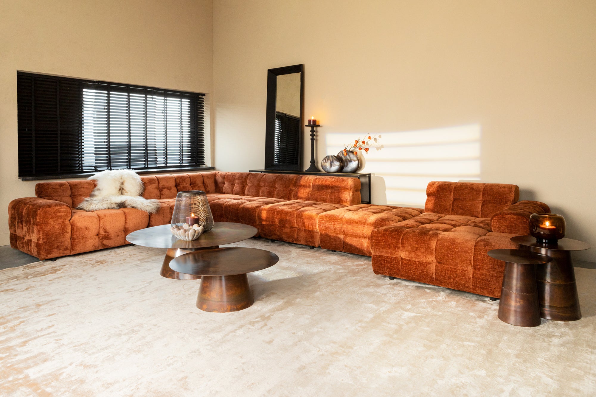 Jidde sofa berge 3032 rust fabric hocker - Photo 8