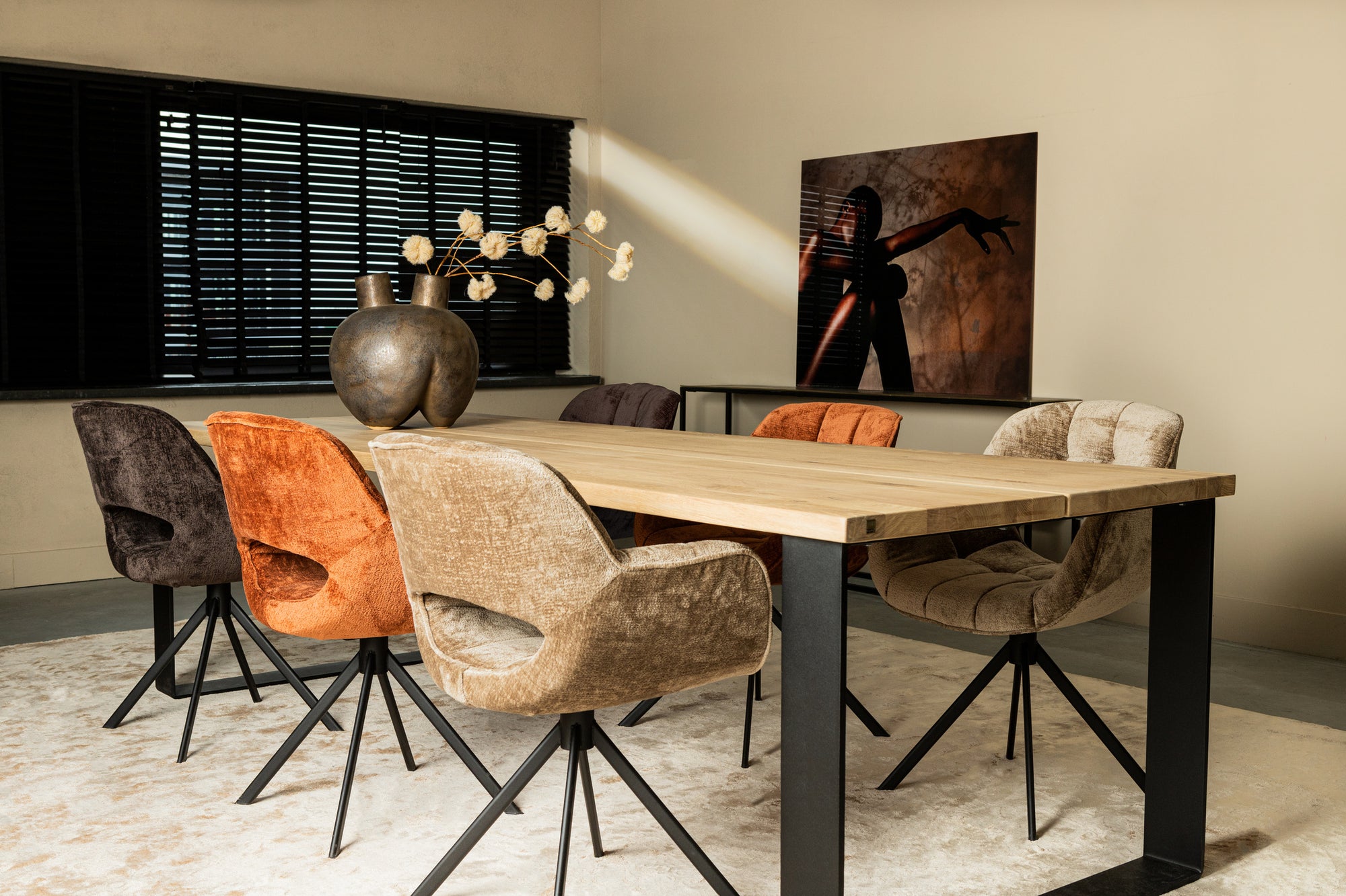 Link Dining chair beige fabric with metal legs - Photo 2