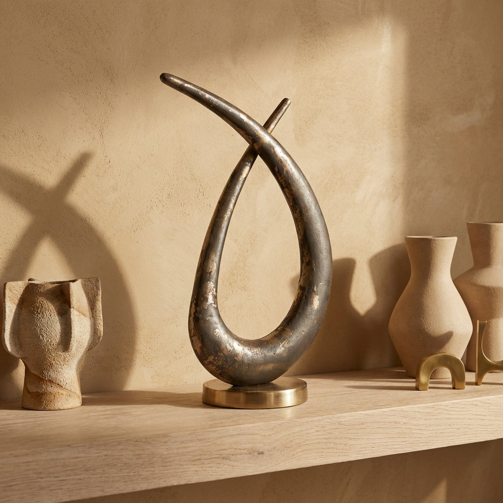 Kayen Gold alu loop shaped statue rustic finish