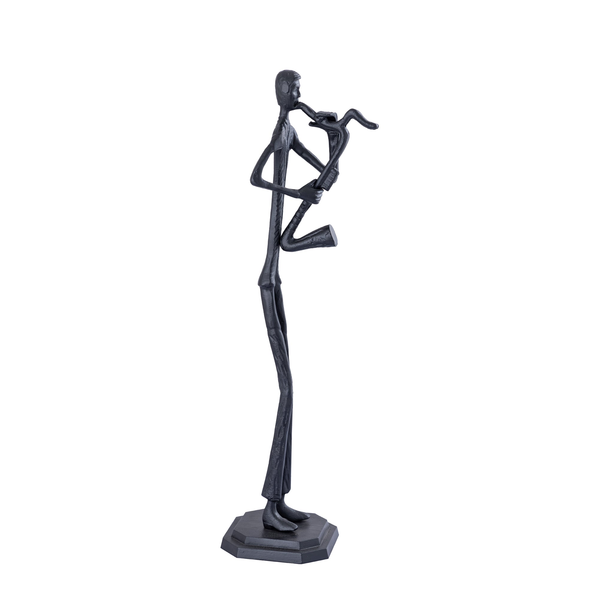 Kali Black casted alu statue man with saxophone