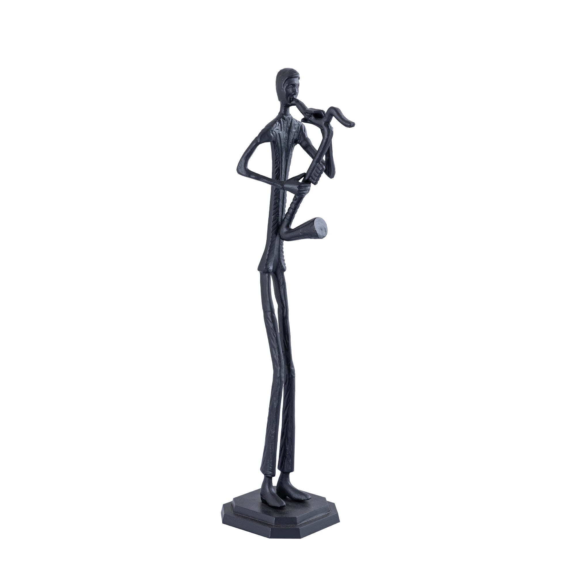 Kali Black casted alu statue man with saxophone