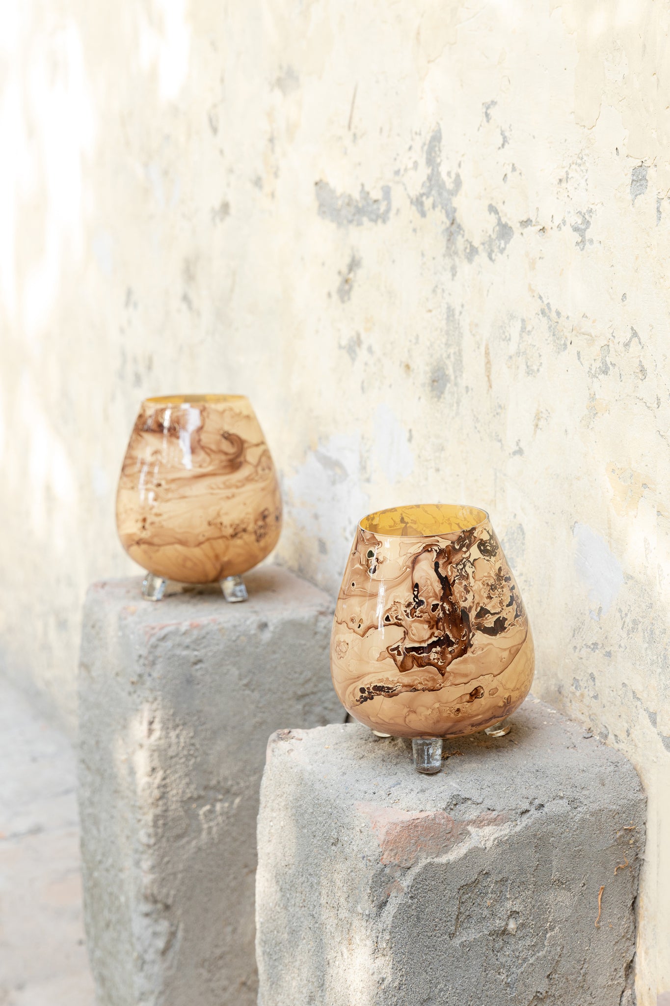 Jamillia Bougeoirs en verre - Marron